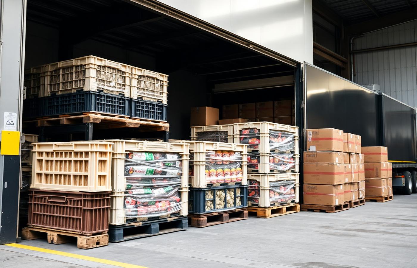 Loading dock with palletized food commodities